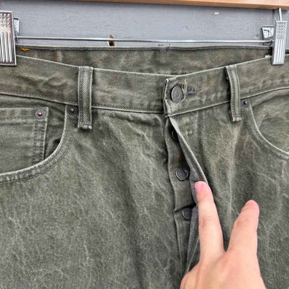 Levi's 501 XX Jeans Olive Green White Oak Cone Denim Straight Leg 36 x28